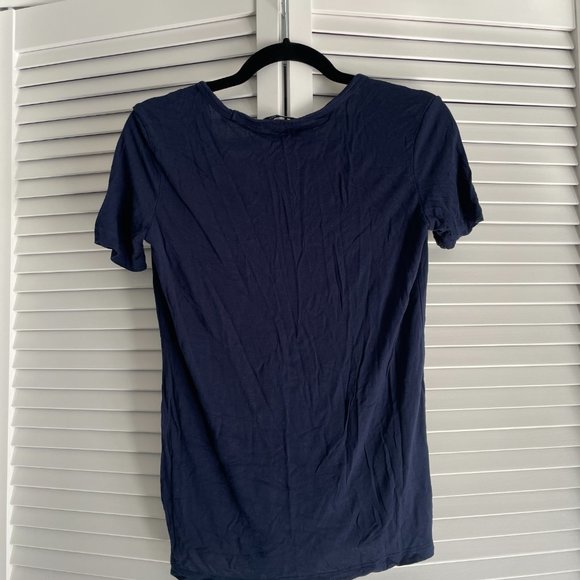 T by Alexander Wang Scoop Neck Short Sleeve T-Shirt - Navy Blue- Size XS - Picture 4 of 4